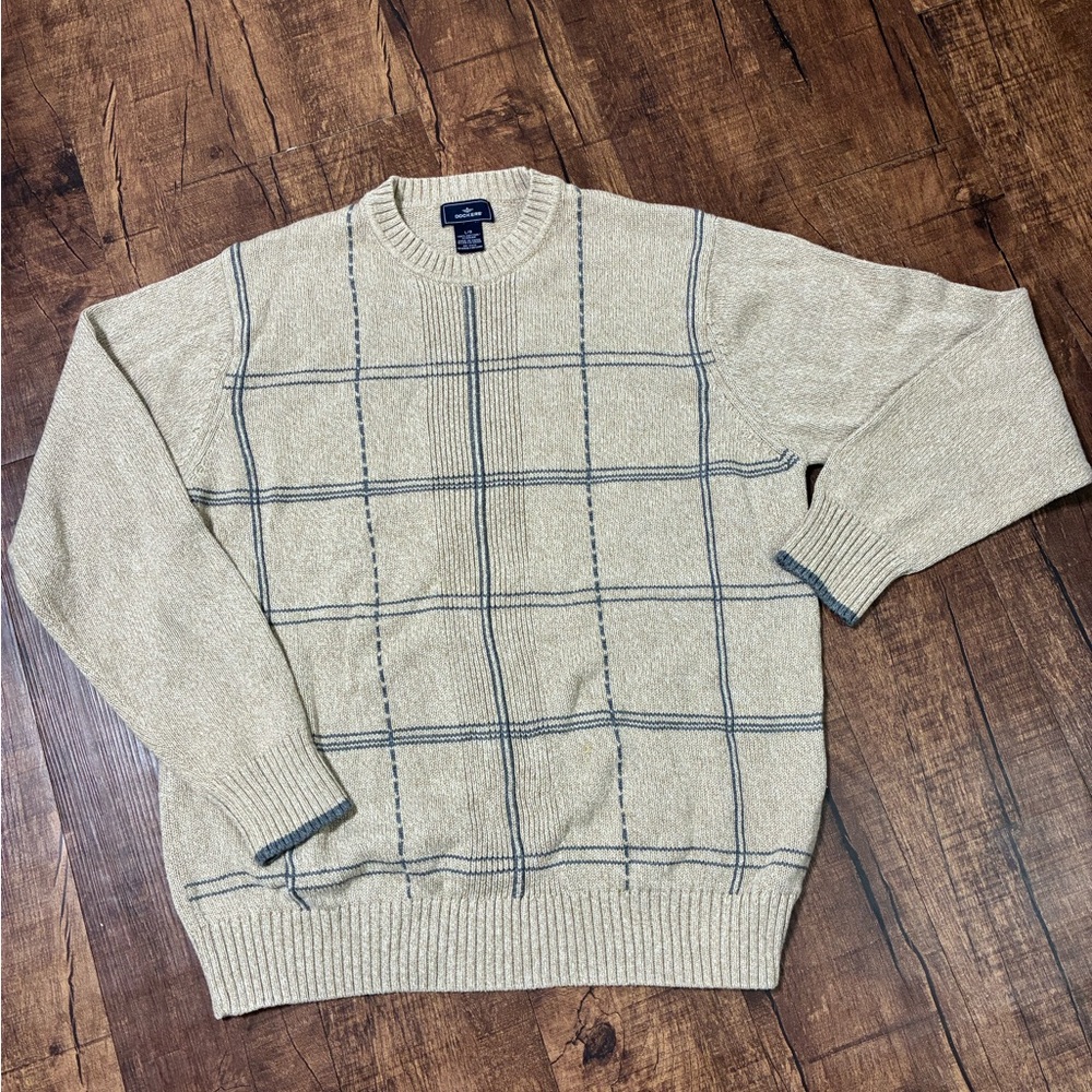 Dockers Men's Tan Sweater with Gray Pattern